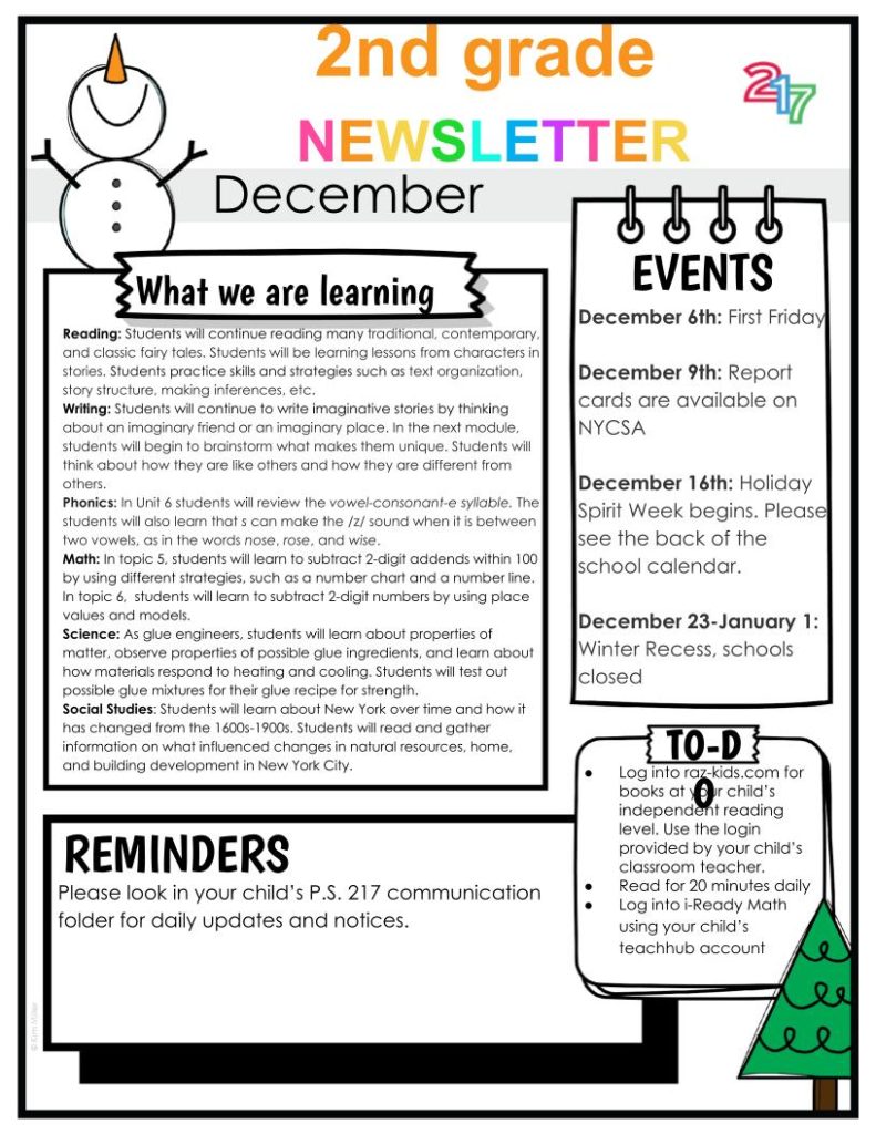 2nd grade December Newsletter.pptx 1 1